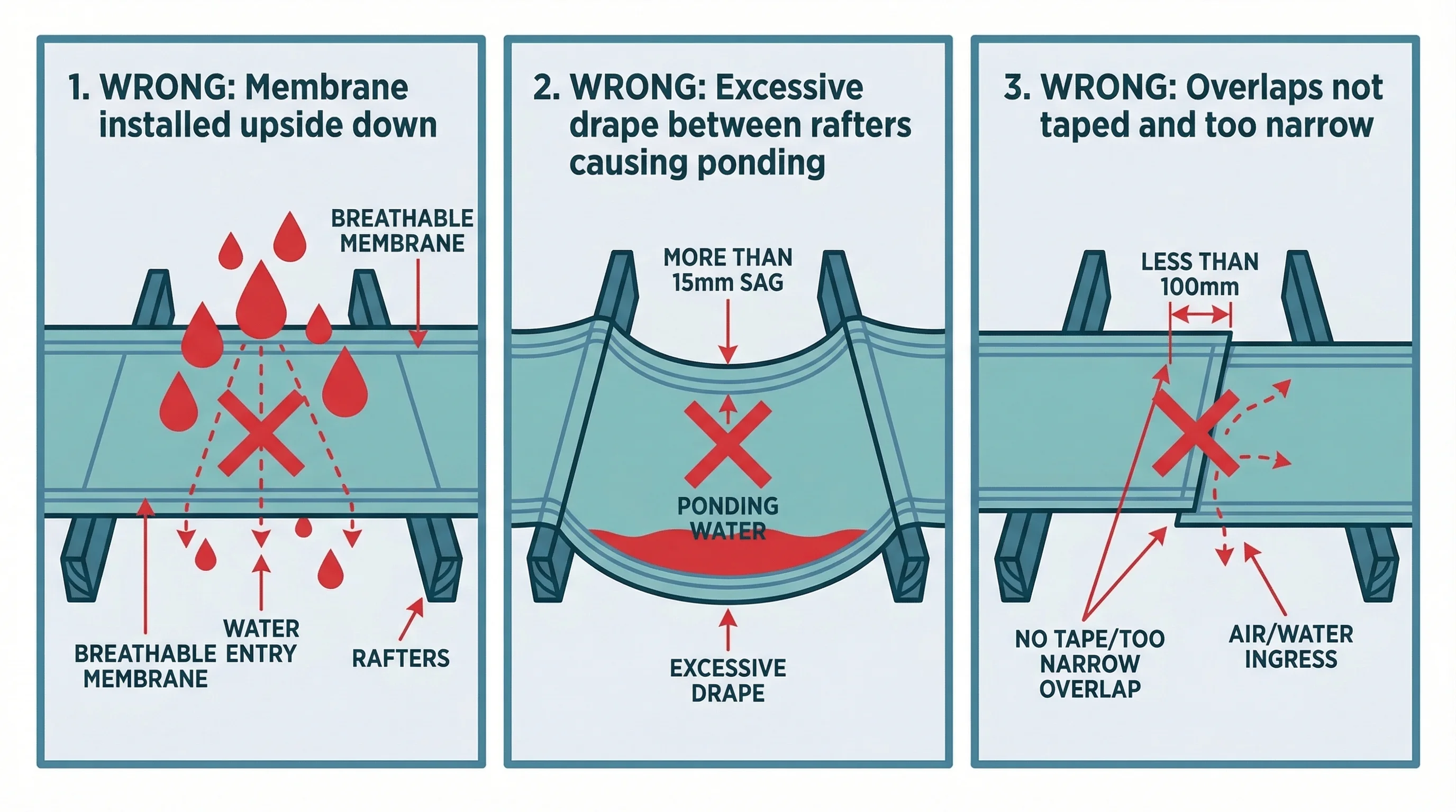 Common breathable membrane installation defects